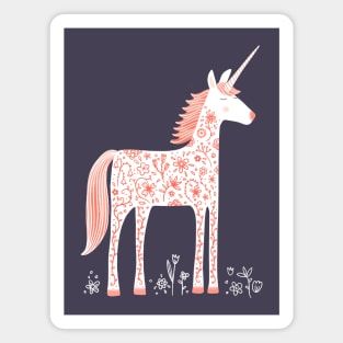 Fabulous Unicorn with Flowers Magnet